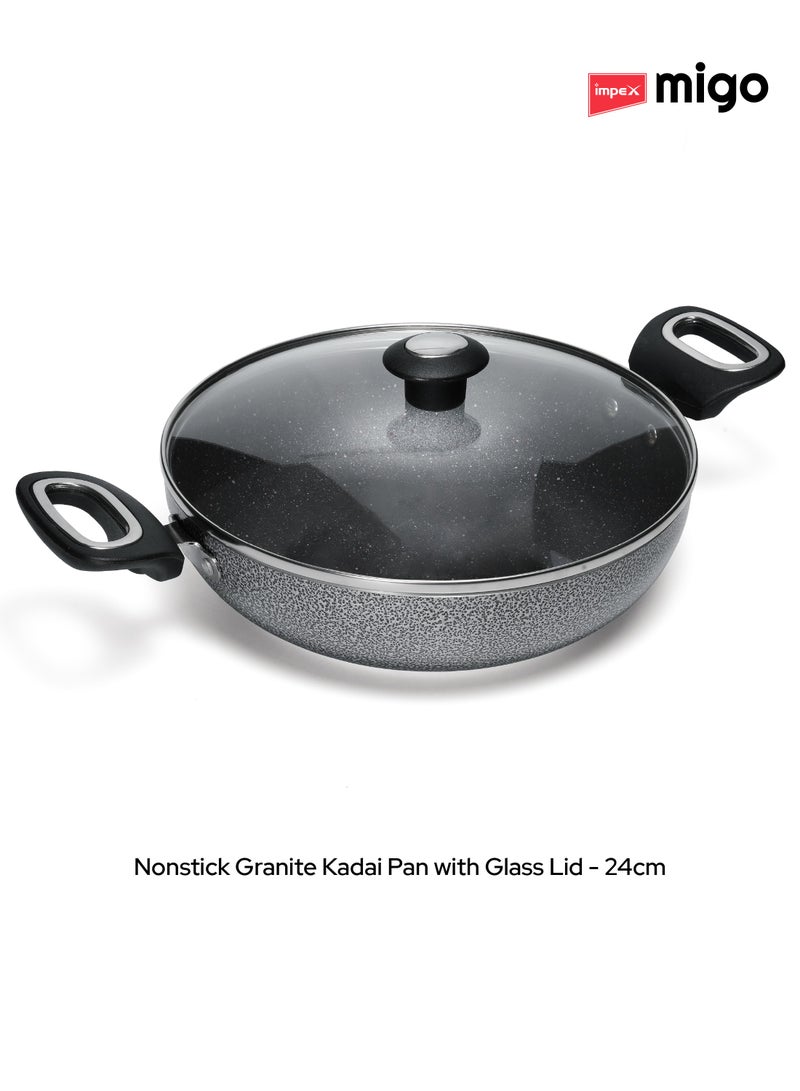 Impex Aluminium Migo Nonstick Granite 6 Pcs Induction Bottom Cookware Set 3 Mm Thick,Festival Gift Set Mfkt 6,5-Layer Super Granite Coated Cookware Set,Hammer Tone Exterior Finish,1 Yr Warranty - MFKT 6, Grey - Image 4