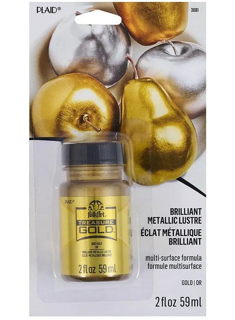 FolkArt Treasure Gold Paint 3081 Gold Brilliant Metallic Luster 59 ML - Image 1