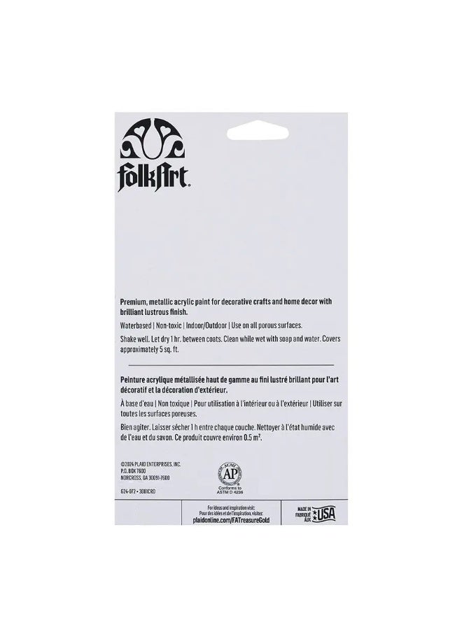 FolkArt Treasure Gold Paint 3081 Gold Brilliant Metallic Luster 59 ML - Image 2