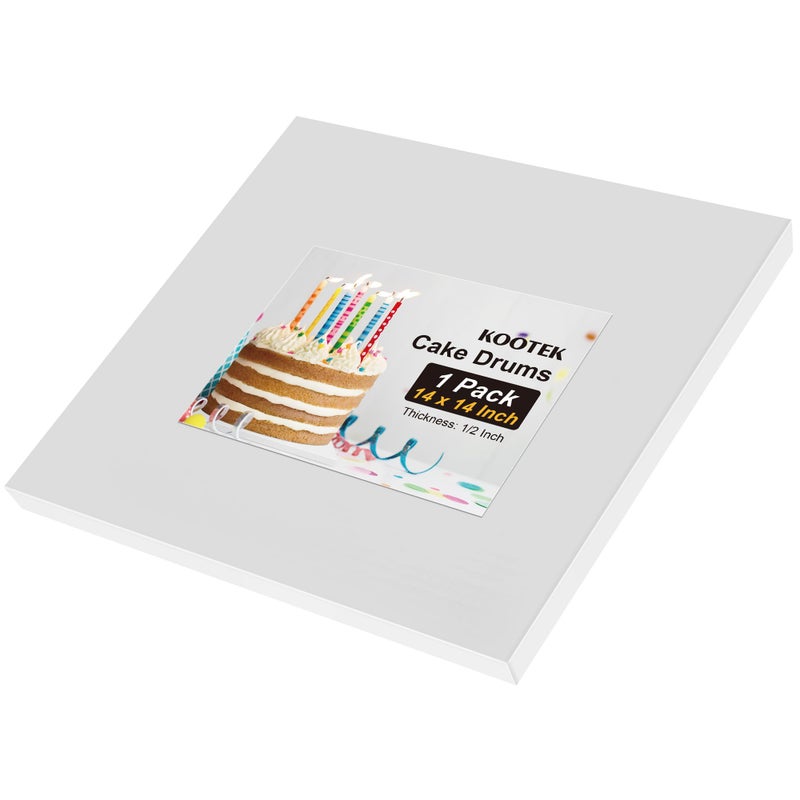 Kootek 14 Inch Square Cake Drum 12 Inch Thick Sturdy Boards with Fully Wrapped Edges Heavy Duty Corrugated Cardboard Base for Decorating Baking Supplies Base para Pastel 1 Pack - Image 2