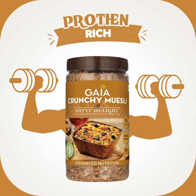 GAIA Nutty Delight Crunchy Muesli 1 kg jar - A Perfect Blend of Multigrains, Nuts, Oats and Cornflakes The Ultimate Healthy and Delicious Breakfast Cereals. - Image 3