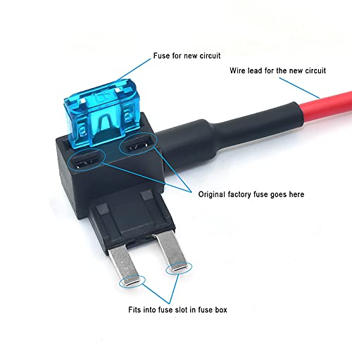 MCIGICM 12V Fuse Holder Add-a-Circuit Fuse TAP Adapter Mini ATM APM Blade Fuse Holder, 10 Pack - Image 3