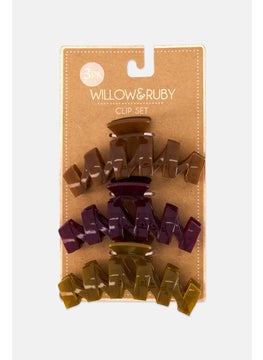 Willow & Ruby 3 Pcs Summer Collection Claw Clips, Multicolor  - Image 1