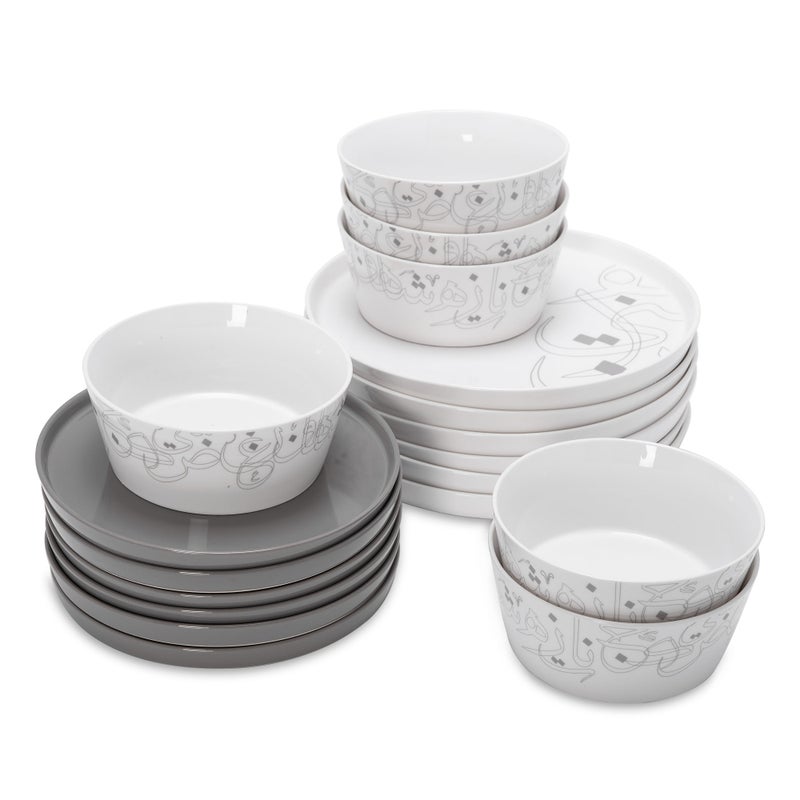 لا ميسا طقم عشاء بورسلان عالي الجودة من لا ميسا رمادي 18 قطعة - Image 2
