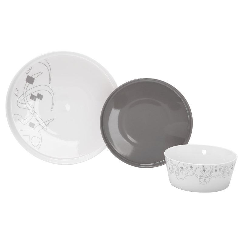 لا ميسا طقم عشاء بورسلان عالي الجودة من لا ميسا رمادي 18 قطعة - Image 1