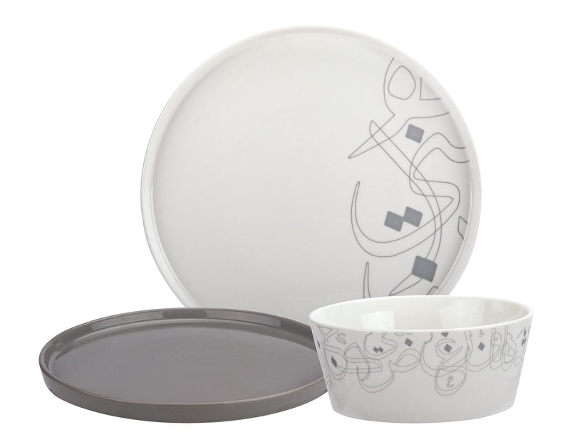 لا ميسا طقم عشاء بورسلان عالي الجودة من لا ميسا رمادي 18 قطعة - Image 4