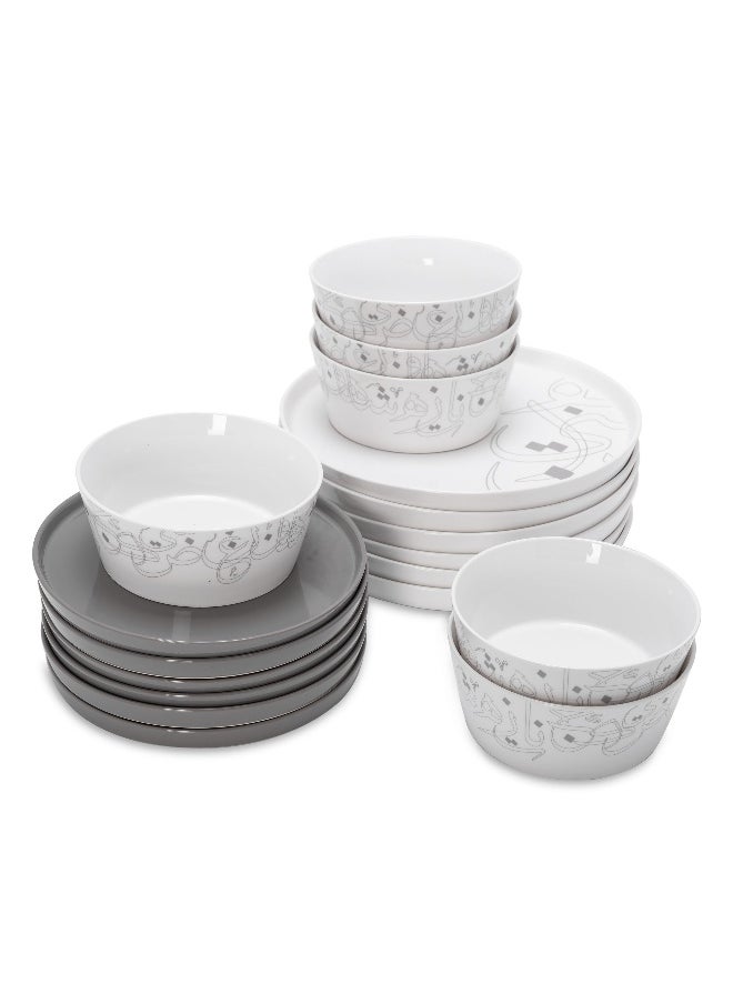 La Mesa La Mesa grey bone porcelain 18 pc dinner set 