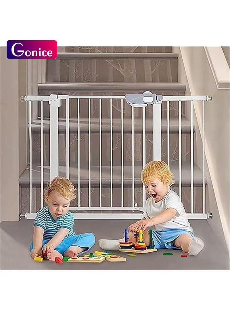 Gonice Auto Close Safety Baby Gate, Child Gate, Expandable Baby Pet Safety Gate, The Maximum Suitable Width is 143 cm, Including 10 cm, 20 cm, 30 cm Extension Rack (Size : 75-84cm)  - Image 1