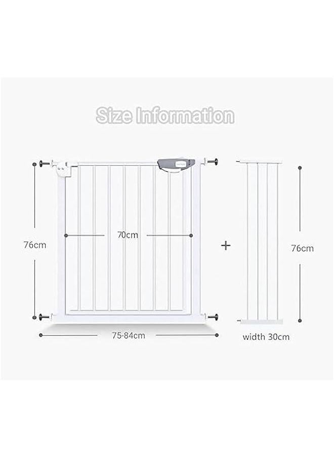 Gonice Auto Close Safety Baby Gate, Child Gate, Expandable Baby Pet Safety Gate, The Maximum Suitable Width is 143 cm, Including 10 cm, 20 cm, 30 cm Extension Rack (Size : 75-84cm)  - Image 3