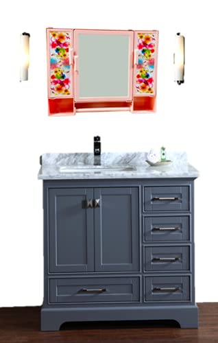PGen Acrylic Medium Size 18X14X4 Inches Bathroom Organizer 3 Door Luxury Mirror Storage Cabinet Wash Basin Kitchen Storage Medicine Beauty Products Modern Vanity - Image 2