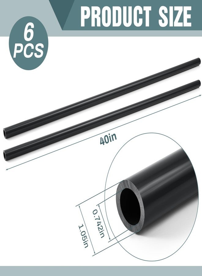 Landical 6 Pcs 3/4'' Black PVC Pipe SCH 80 Plastic Pipe, 40'' Long - Image 2