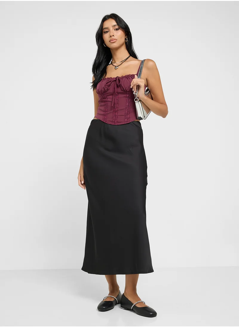 جينجر Satin Bias Cut Skirt