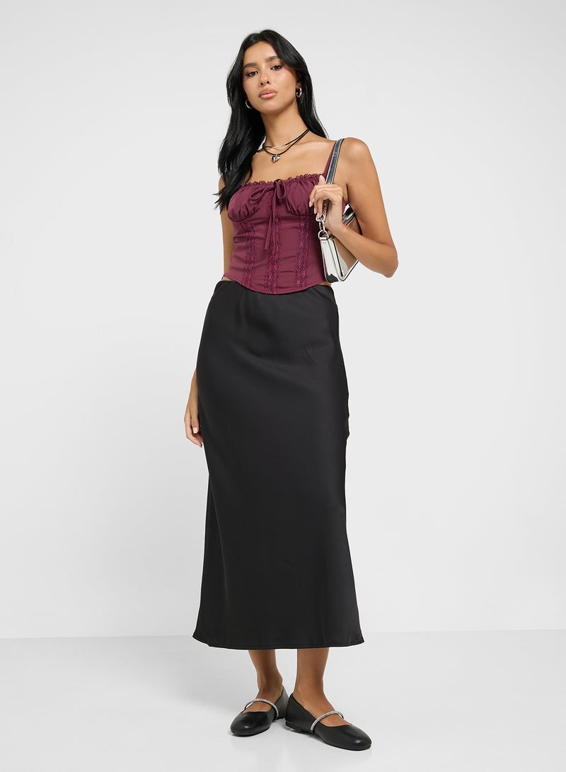 Ginger Satin Bias Cut Skirt  - Image 1