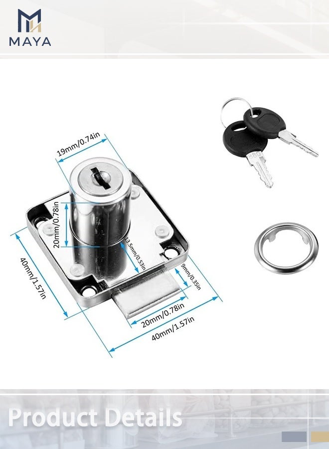 Maya 2 Pack Cabinet Drawer Locks with Keys, Keyed Alike Furniture Locker Lock, 3/4" 20mm Cylinder Cam Drawer Locks Zinc Alloy, Security cam Drawer Lock for Wardrobe Dresser Mailbox - Image 3