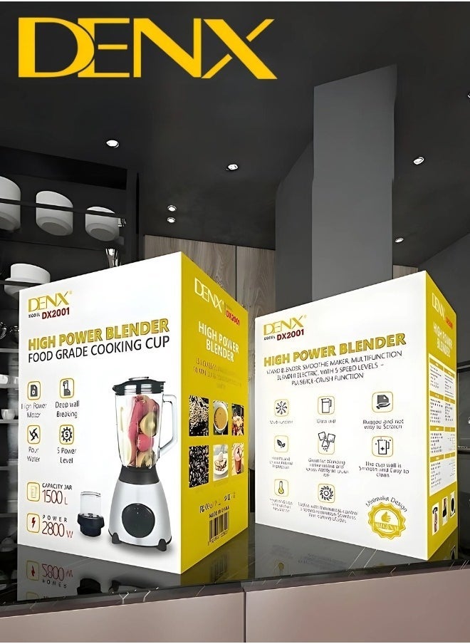 Denx High Power Electric Blender With Grain Grinder 2800W-1.5L - Image 5