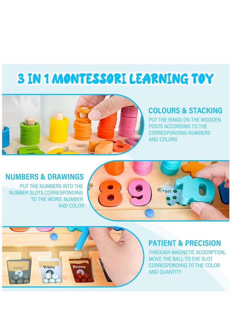Montessori Maze Toys for Kids Magnetic Color and Number Maze Toy Early Education Toys for 3-6Years Old Wooden Magnetic Puzzles Board Toddler Counting Matching Activities Fine Motor Skills Toys