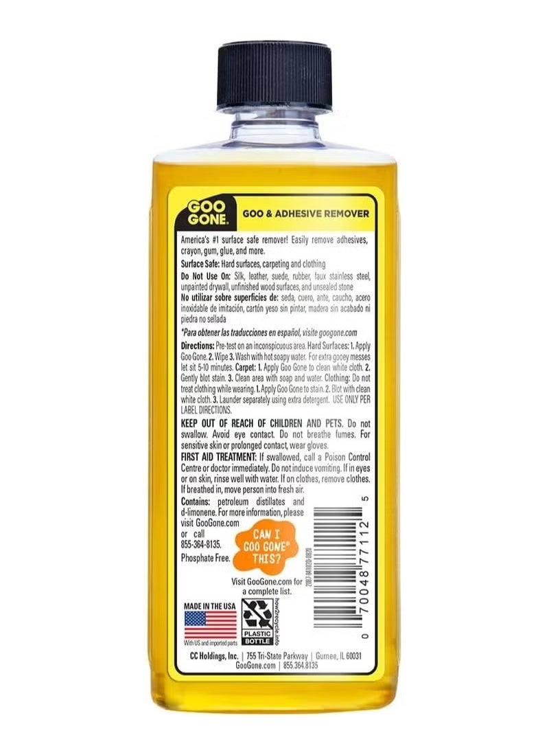 Goo Gone 2087 Citrus Adhesive Remover – 237ml (8 oz) Powerful Yellow Formula for Removing Stickers, Labels, Tape Residue, Grease, Gum & Adhesives from Glass, Plastic, Metal, and Wood – Fast-Acting, Safe on Surfaces, Citrus Scented Cleaning Solution  - Image 2