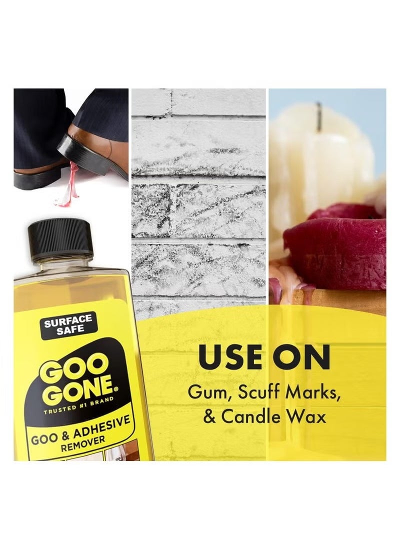 Goo Gone 2087 Citrus Adhesive Remover – 237ml (8 oz) Powerful Yellow Formula for Removing Stickers, Labels, Tape Residue, Grease, Gum & Adhesives from Glass, Plastic, Metal, and Wood – Fast-Acting, Safe on Surfaces, Citrus Scented Cleaning Solution  - Image 4