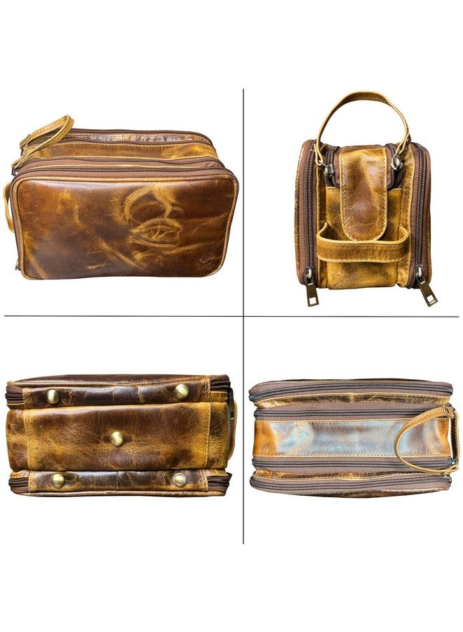 Rustic Town RUSTIC TOWN Leather Toiletry Bag Valentines Day Gifts for him her - Men Shaving Dopp Kit - Women Cosmetic Bag Makeup Organizer for Travel Size Toiletries  - Image 5
