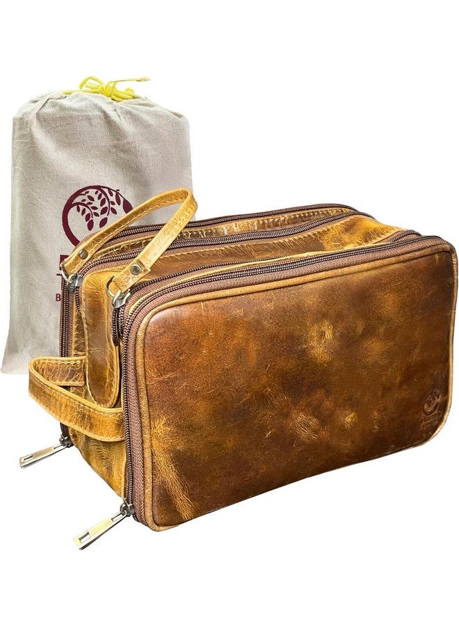 Rustic Town RUSTIC TOWN Leather Toiletry Bag Valentines Day Gifts for him her - Men Shaving Dopp Kit - Women Cosmetic Bag Makeup Organizer for Travel Size Toiletries  - Image 1
