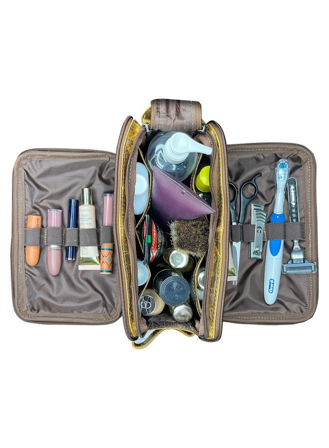 Rustic Town RUSTIC TOWN Leather Toiletry Bag Valentines Day Gifts for him her - Men Shaving Dopp Kit - Women Cosmetic Bag Makeup Organizer for Travel Size Toiletries  - Image 2