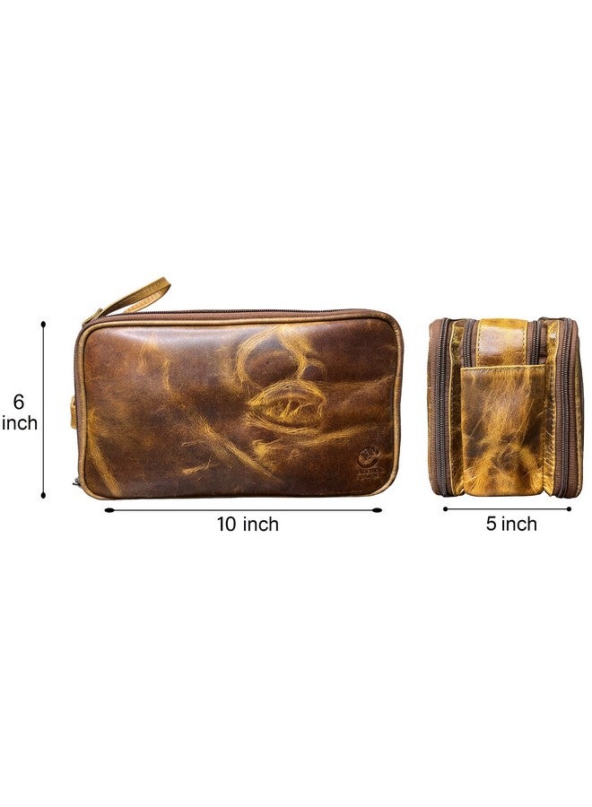 Rustic Town RUSTIC TOWN Leather Toiletry Bag Valentines Day Gifts for him her - Men Shaving Dopp Kit - Women Cosmetic Bag Makeup Organizer for Travel Size Toiletries  - Image 3