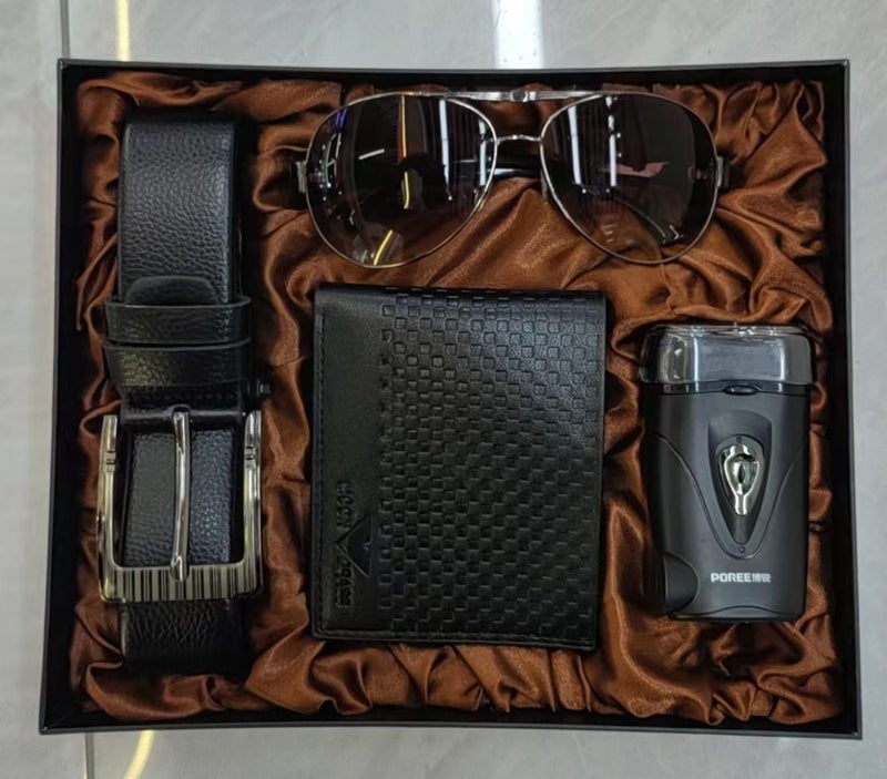 Mens Gift Set Watch Wallet Belt 6pcsShaver set 1 domestic socket Shaver set 1 domestic socket
