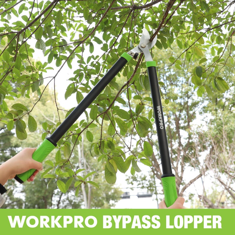 WORKPRO Bypass Lopper, 28" Branch Cutter with 65MN Spring Steel Blade, Heavy Duty Tree Trimmer with 1-3/16inch Cutting Capacity, Perfect for Cutting Shrubs and Branches - Image 2