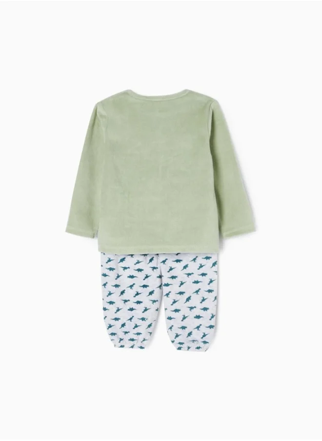 زيبي Velour Pyjamas for Baby Boys 'Dinosaur', Green/Grey