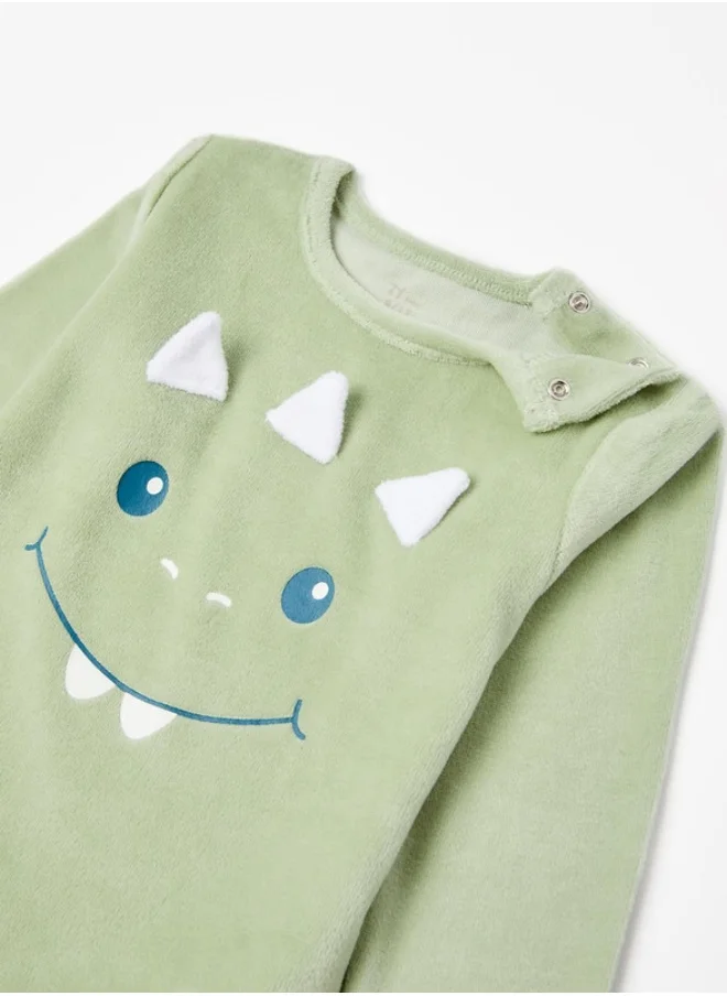 زيبي Velour Pyjamas for Baby Boys 'Dinosaur', Green/Grey