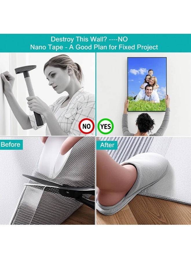 Optico Nano Double Sided Tape Heavy Duty Removable Clear Mounting Tape Multipurpose Mounting Tape Picture Hanging Strips Adhesive for Poster Walls, Carpet, Rug & DIY – Strong Two Sided Adhesive Tape – No Residue, Washable, Traceless - Image 4