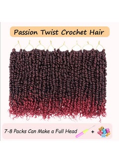 LOSMOEER 8 Packs Passion Twist Hair 8 Inch Pre-twisted Passion Twist Crochet Hair Pre-looped Crochet Braids Hair for Women Passion Twists Braiding Hair Synthetic Hair Extensions(12Strands/Pack; T1B/BUG#)  - Image 2