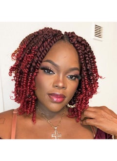 LOSMOEER 8 Packs Passion Twist Hair 8 Inch Pre-twisted Passion Twist Crochet Hair Pre-looped Crochet Braids Hair for Women Passion Twists Braiding Hair Synthetic Hair Extensions(12Strands/Pack; T1B/BUG#)  - Image 1