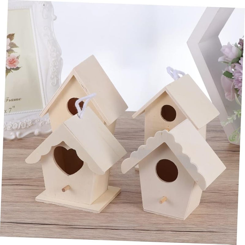 طقم حرف يدوية خشبية غير مكتملة لصنع بيت طيور DIY للببغاوات والكناري لتزيين المنزل - Image 3