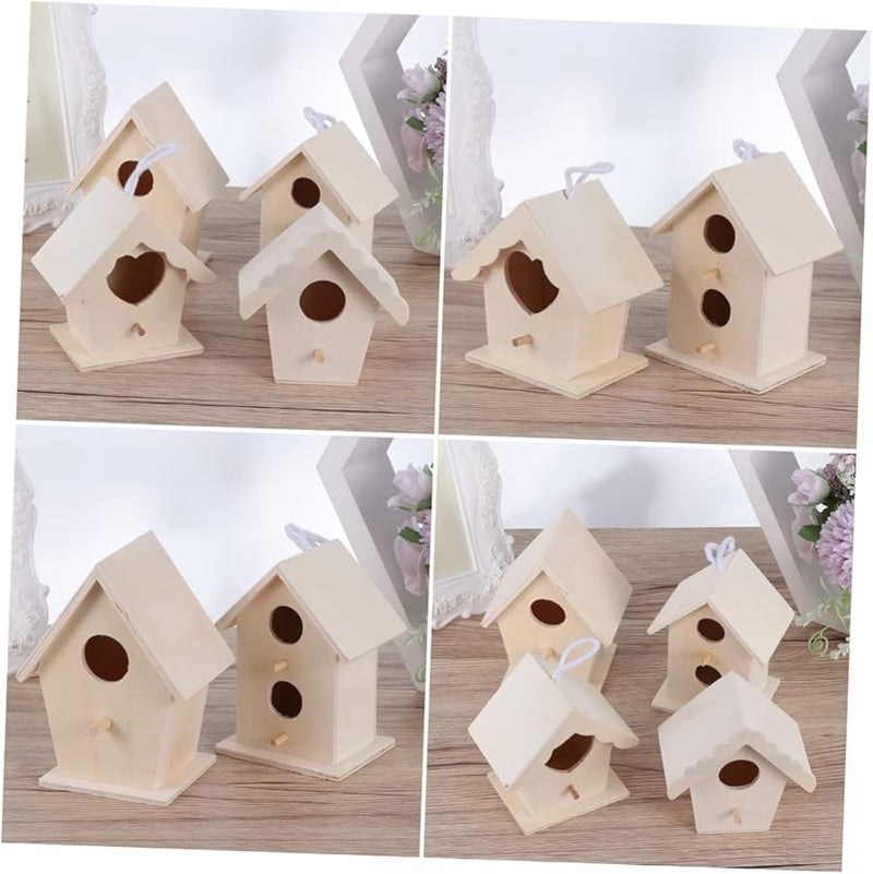 طقم حرف يدوية خشبية غير مكتملة لصنع بيت طيور DIY للببغاوات والكناري لتزيين المنزل - Image 1