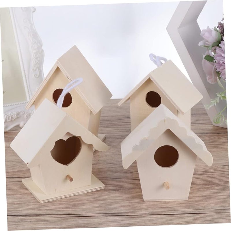 طقم حرف يدوية خشبية غير مكتملة لصنع بيت طيور DIY للببغاوات والكناري لتزيين المنزل - Image 4