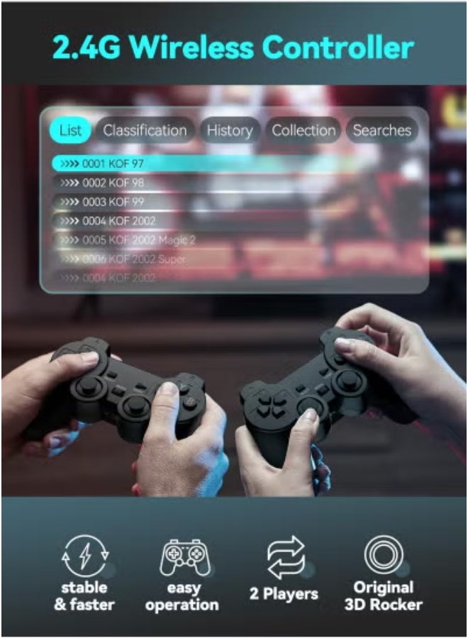 TIGER 4K Game Stick Lite with Wireless Controllers & 4K Mini Projector – Ultra HD Plug-and-Play Gaming Console with Built-In Games | Portable Retro Arcade System with Multiplayer Support | HDMI Output for TV & Projector | Ideal for Home, Travel & Family Entertainment | Easy Setup, Compact Design  - Image 4