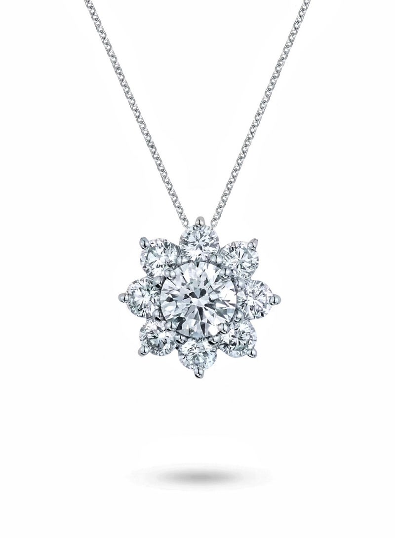 QUAINT S925 Sterling Silver Sunflower 2-Carat Zircon Pendant Necklace - Image 1