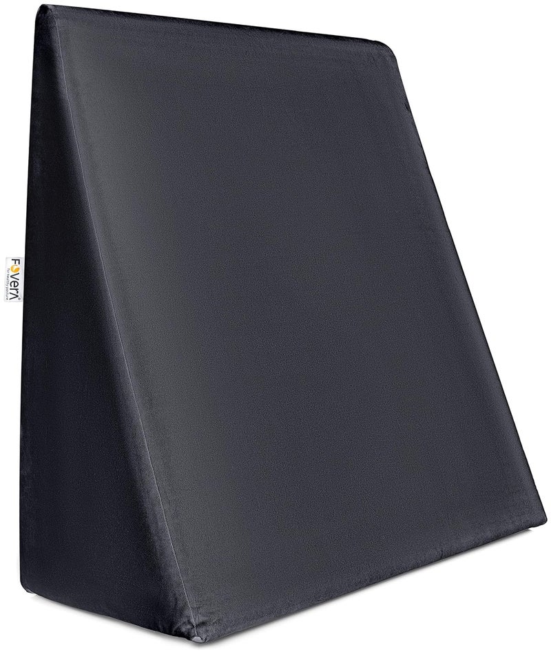 FOverA FOVERA Wedge Cushion 2 Years Warranty Wedge Pillow Memory Foam for Back Support Acid Reflux Snoring GERD Leg Elevation Pregnancy Velvet Dark Grey Large 11 Height  - Image 1
