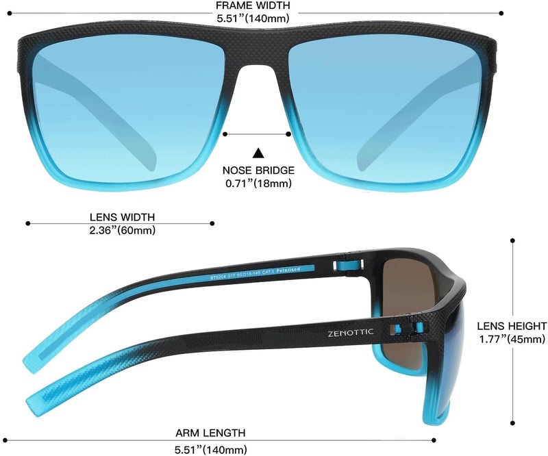 نظارات شمسية مستقطبة من ZENOTTIC للرجال، إطار خفيف الوزن من TR90، حماية UV400، نظارات شمسية مربعة - Image 3