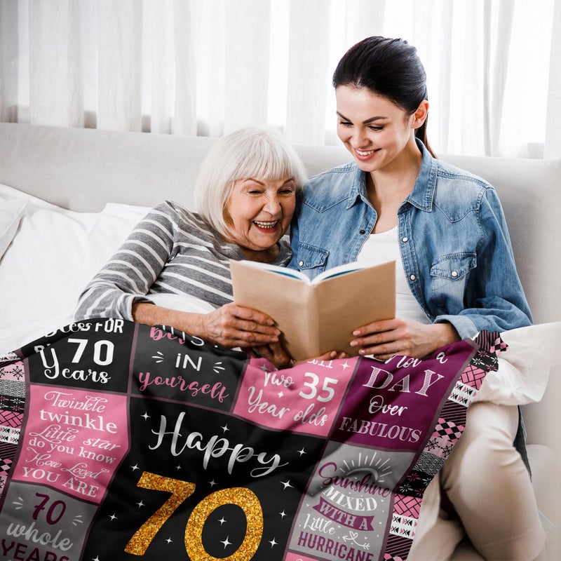 Amonee-YL 70th Birthday Gifts for Women  Gifts for 70 Year Old Woman  70th Birthday Gifts Blanket 50""X60""  Best Gifts for 70 Year Old  70th Birthday Decorations  70 Year Old Birthday Gifts for Women - Image 4