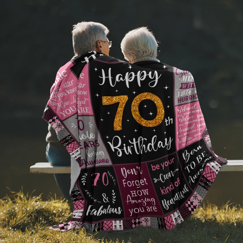 Amonee-YL 70th Birthday Gifts for Women  Gifts for 70 Year Old Woman  70th Birthday Gifts Blanket 50""X60""  Best Gifts for 70 Year Old  70th Birthday Decorations  70 Year Old Birthday Gifts for Women - Image 3