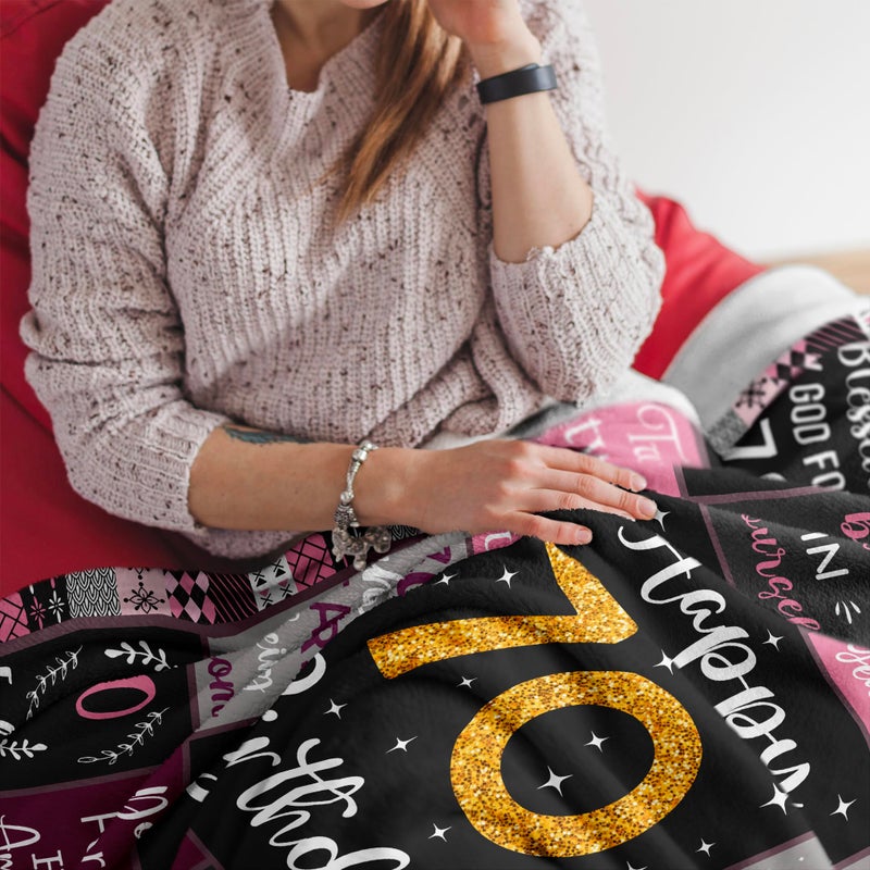 Amonee-YL 70th Birthday Gifts for Women  Gifts for 70 Year Old Woman  70th Birthday Gifts Blanket 50""X60""  Best Gifts for 70 Year Old  70th Birthday Decorations  70 Year Old Birthday Gifts for Women - Image 5