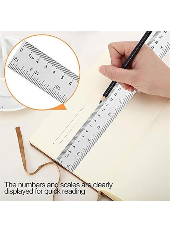 مسطرة بلاستيكية 30 سم، مسطرة شفافة، مسطرة 12 بوصة، مسطرة متري، مسطرة 30 سم للمدرسة، مساطر مستقيمة شفافة للأطفال واستخدام المكتب، أدوات رسم، أدوات قياس، عبوة من 2. - Image 2