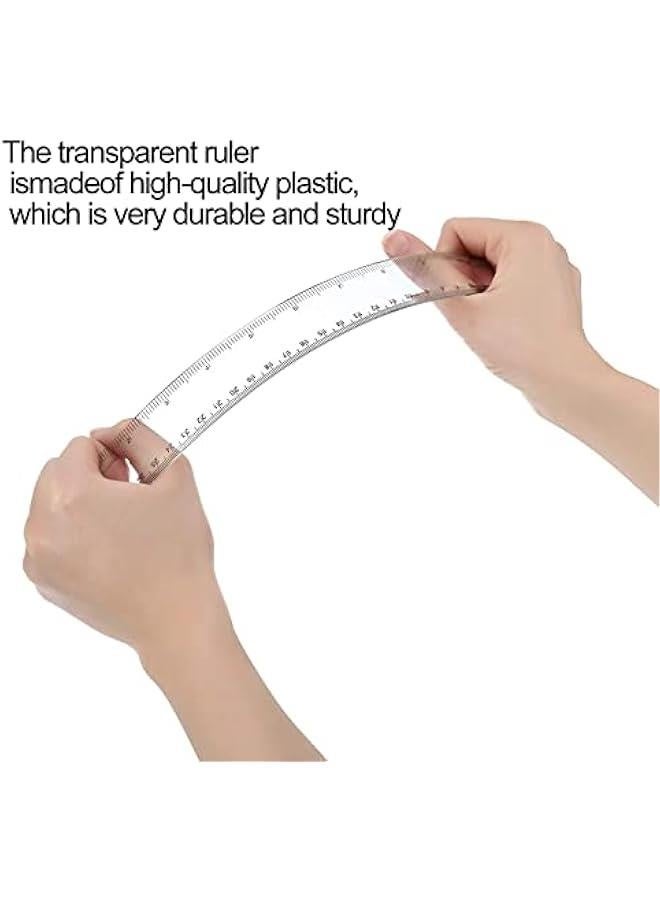 مسطرة بلاستيكية 30 سم، مسطرة شفافة، مسطرة 12 بوصة، مسطرة متري، مسطرة 30 سم للمدرسة، مساطر مستقيمة شفافة للأطفال واستخدام المكتب، أدوات رسم، أدوات قياس، عبوة من 2. - Image 4