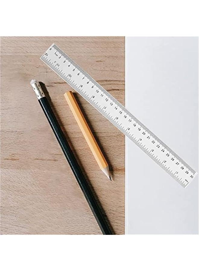 مسطرة بلاستيكية 30 سم، مسطرة شفافة، مسطرة 12 بوصة، مسطرة متري، مسطرة 30 سم للمدرسة، مساطر مستقيمة شفافة للأطفال واستخدام المكتب، أدوات رسم، أدوات قياس، عبوة من 2. - Image 5