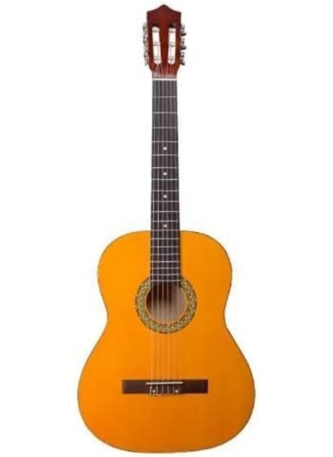 Megarya High Gloss Classical Guitar M34 Yellow Natural Rich Sound Nylon Strings With Silver Finish Tuning Pins