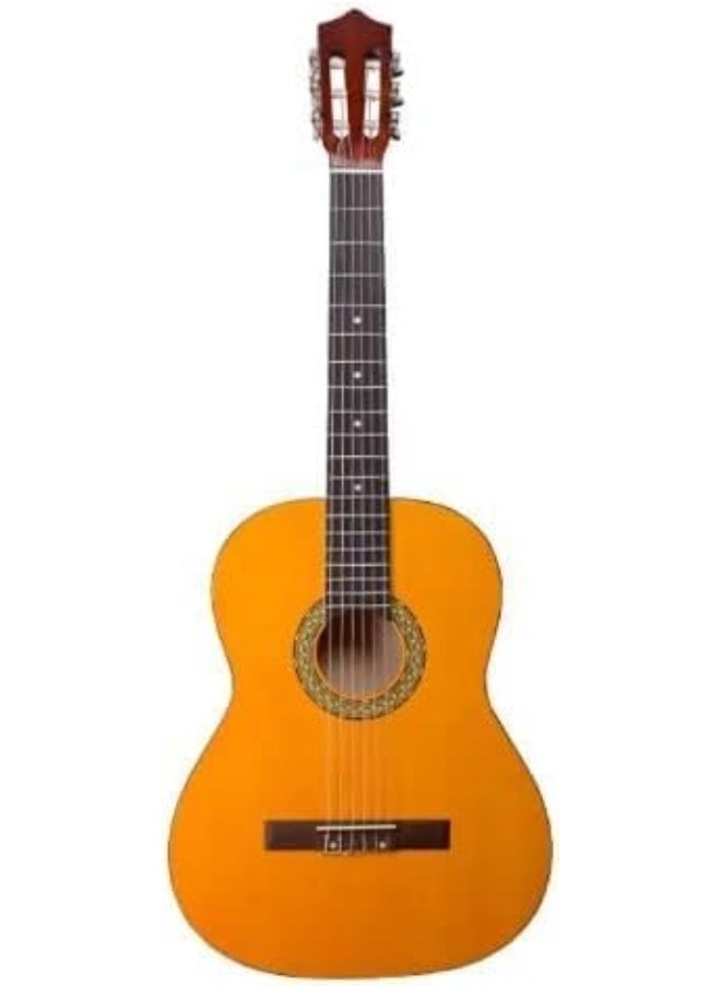 Megarya Megarya High Gloss Classical Guitar M34 Yellow Natural Rich Sound Nylon Strings With Silver Finish Tuning Pins  - Image 1