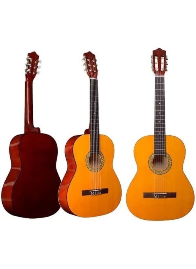 Megarya Megarya High Gloss Classical Guitar M34 Yellow Natural Rich Sound Nylon Strings With Silver Finish Tuning Pins  - Image 2