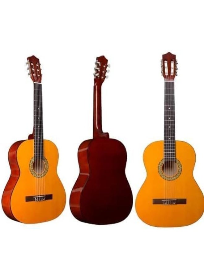 Megarya Megarya High Gloss Classical Guitar M34 Yellow Natural Rich Sound Nylon Strings With Silver Finish Tuning Pins  - Image 3